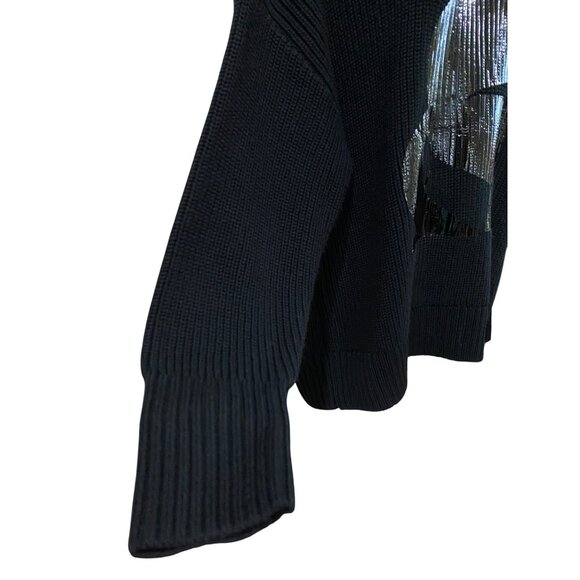 Karl Lagerfeld Paris Womens Black Mock-Neck Sweater W/ Metallic Karl Icon Graphi - Picture 5 of 10